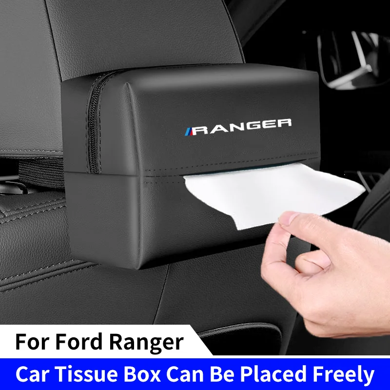 Autostoel Terug Tissue Box Voor Ford Ranger T9 T6 Raptor 2024 Auto Zonneklep Armsteun Doos Opknoping Tissue Organizer Opbergtas doos