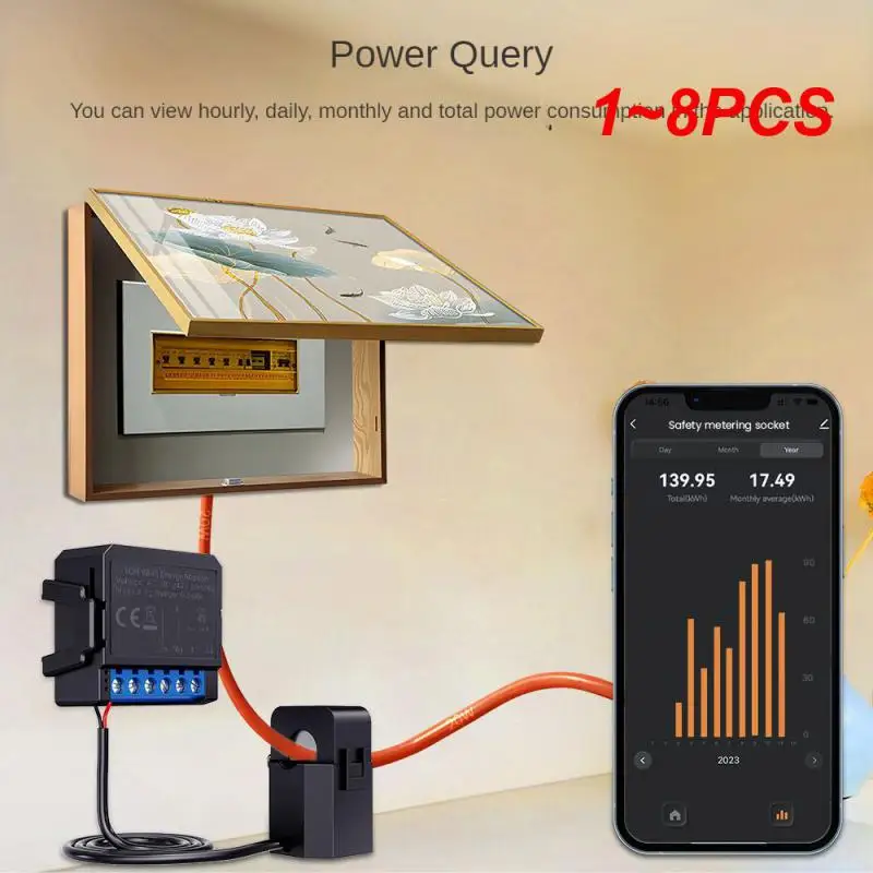 1~8PCS Energy Statistics User Friendly Smart Energy Management 80a Current Capacity User-friendly Mobile App