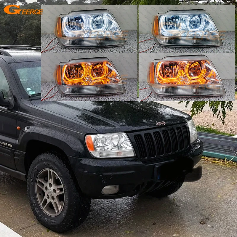 For Jeep Grand Cherokee WJ WG 1999 2000 2001 2002 2003 2004 Ultra Bright Day Light Turn Signal DTM LED Angel Eyes Kit Halo Rings