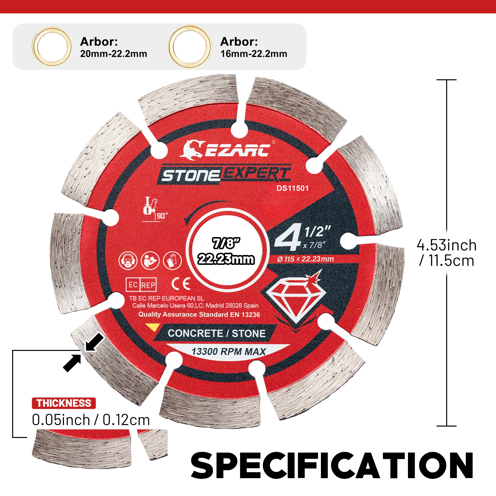 4.5 بوصة/5 بوصة 2 قطعة شفرة الماس مجزأة شفرات المنشار الماس ل زاوية طاحونة شفرة حجرية قطع كتلة الخرسانة
