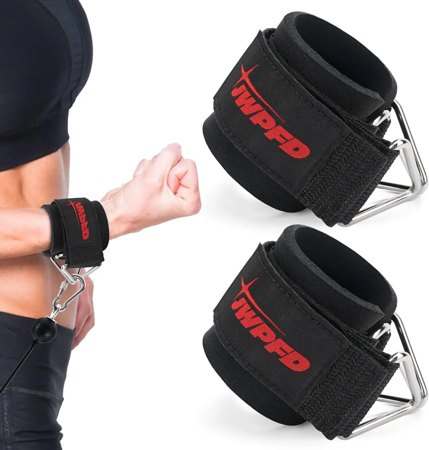 Wrist Straps for Cable Machines, Adjustable Neoprene Padded Wrist Cuffs for Cables Gym Strength Training Equipment
