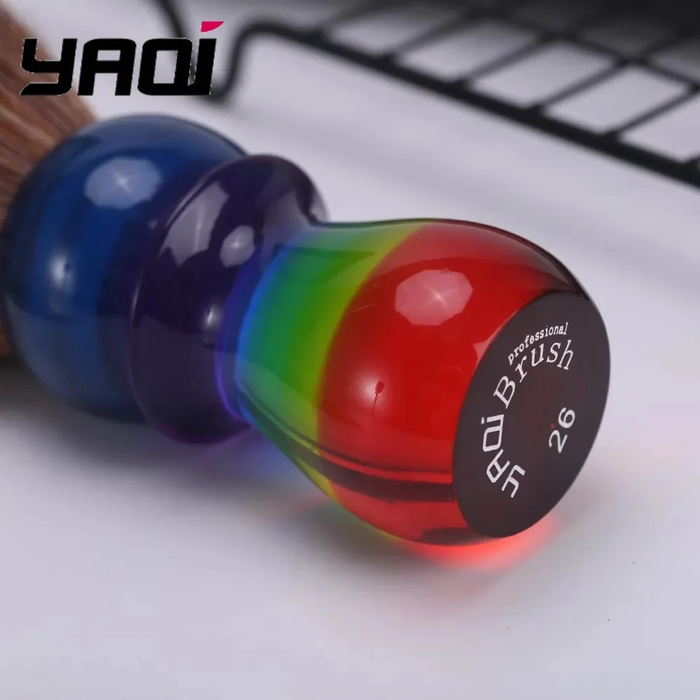 YAQI 26mm arco-íris marrom cabelo sintético masculino escovas de barbear estojo de viagem