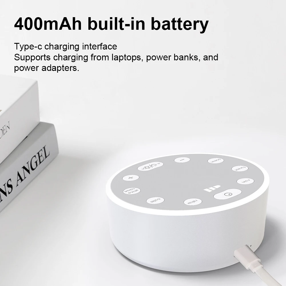 White Noise Machine Portable Baby Sleep Machine Soothing Sounds Sleep Therapy Sound Monitor Generator for Babies Adult Relax image 4