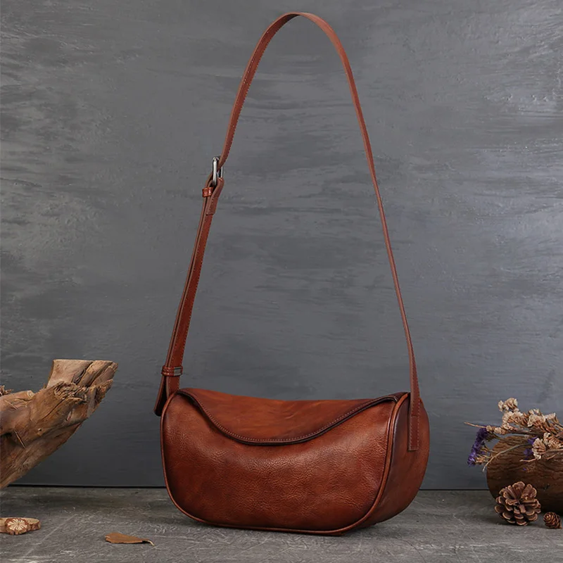 

Women Fashionable Hobos Shoulder Bag Timeless Design Premium Genuine Cowhide Leather Retro Crossbody Purse