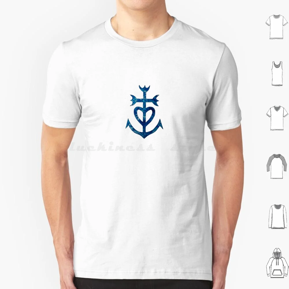 La Croix de la Camargue : Signifie : Foi, Espoir et Charité. T-shirt en coton pour hommes et femmes, impression DIY, bleu Camargue, blanc
