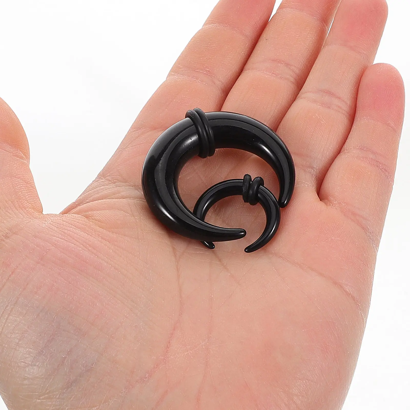 18pcs Acrylic Pincher Tapers Septum Ring C Shape Stretcher Expander With O Rings For Stretching Pierced Nose Ear (1.6mm-10mm)