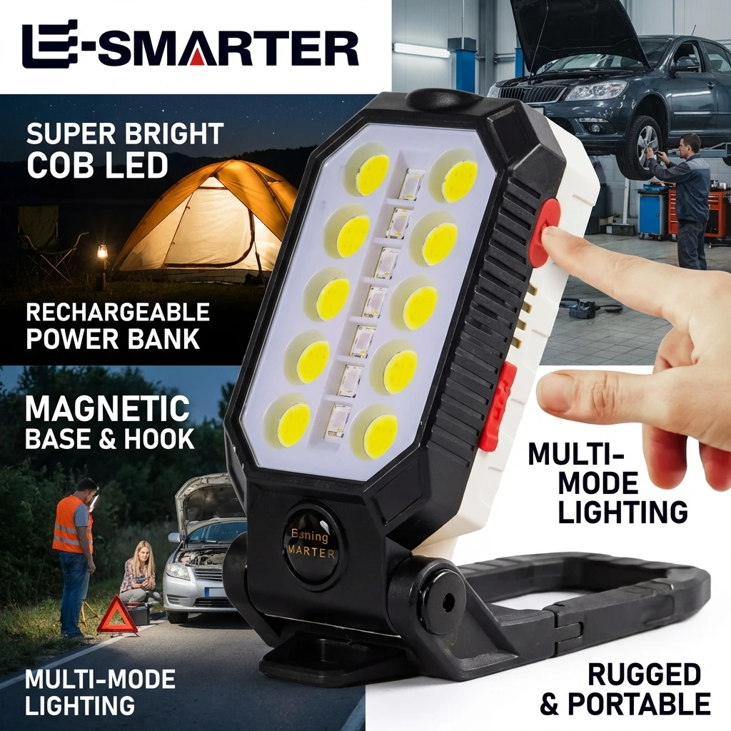 Floodlight Glare Flashlight Multi-function Work Light Built-in Battery Magnetic Suction Power Display Car Repair Emergency Lamps