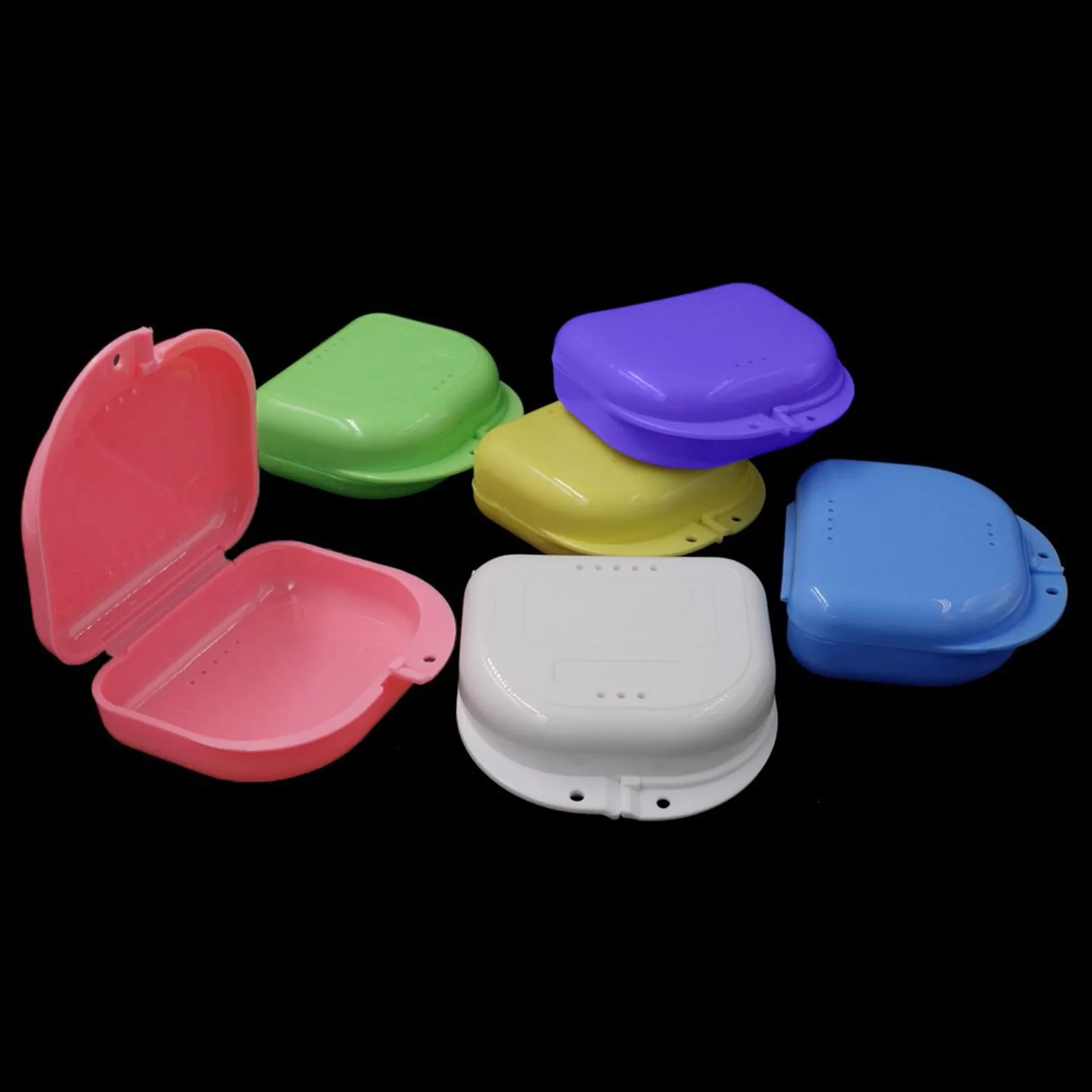 

1pc Perforated Plastic Case Denture Box Denture Bath Box Denture Care Equipment Container Storage Box Multiple Colors Availabale
