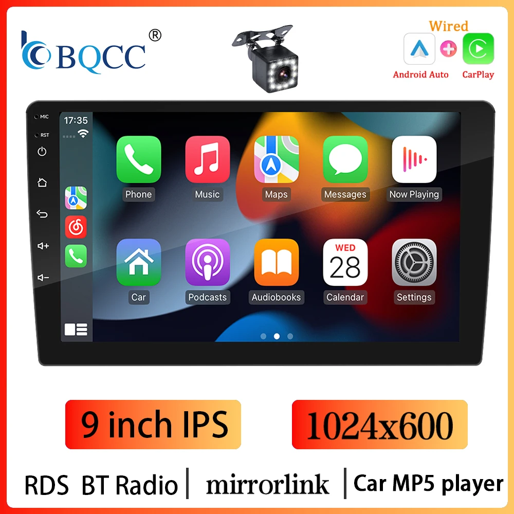 BQCC 2 Din 9 Inch Universal MP5 Car Radio FM AM RDS Mirror Link Bluetooth Wired Wireless CarPlay Android Auto Multimedia Player image 3