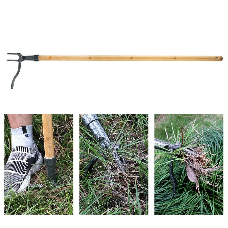 Standing Root Removal Hand Tool Long Handle Carbon Steel Weeder For Soil Loosening Seedling Transplant Plant Maintenance