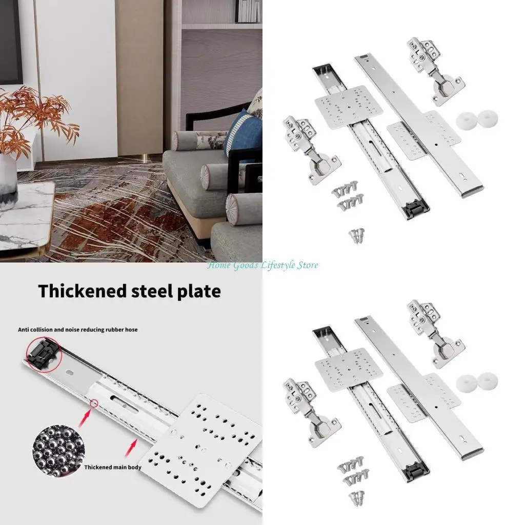 

E74E Steel Up Concealed Cabinet Door Tracks Smooth & Quiet Folding invisible Door set for Efficient Organization