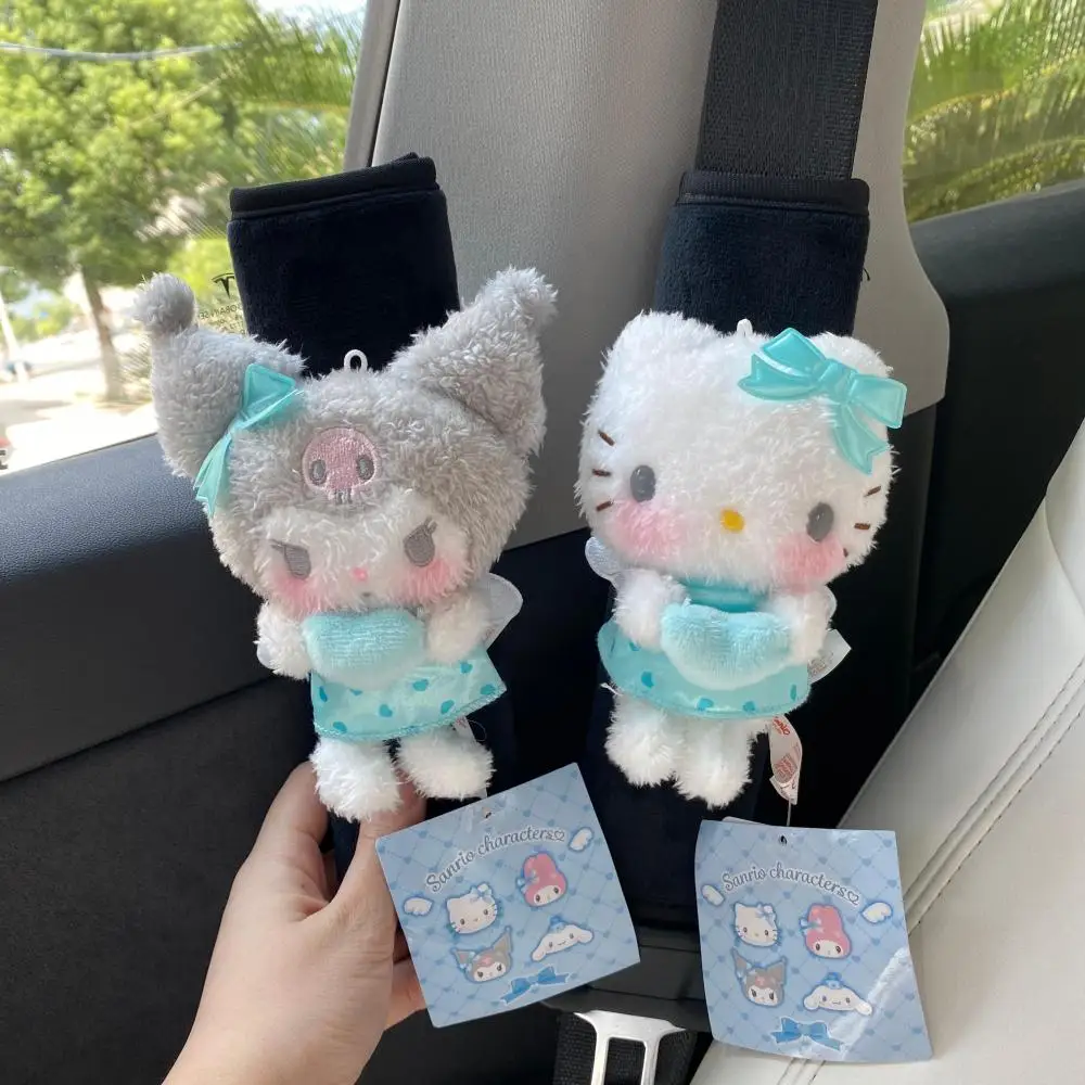 Anime Cartoon Kuromi Hellokittys Angel Series Auto Turn Signals Wiper Plush Decoration Car Seat Belt Cover Shoulder Protectors