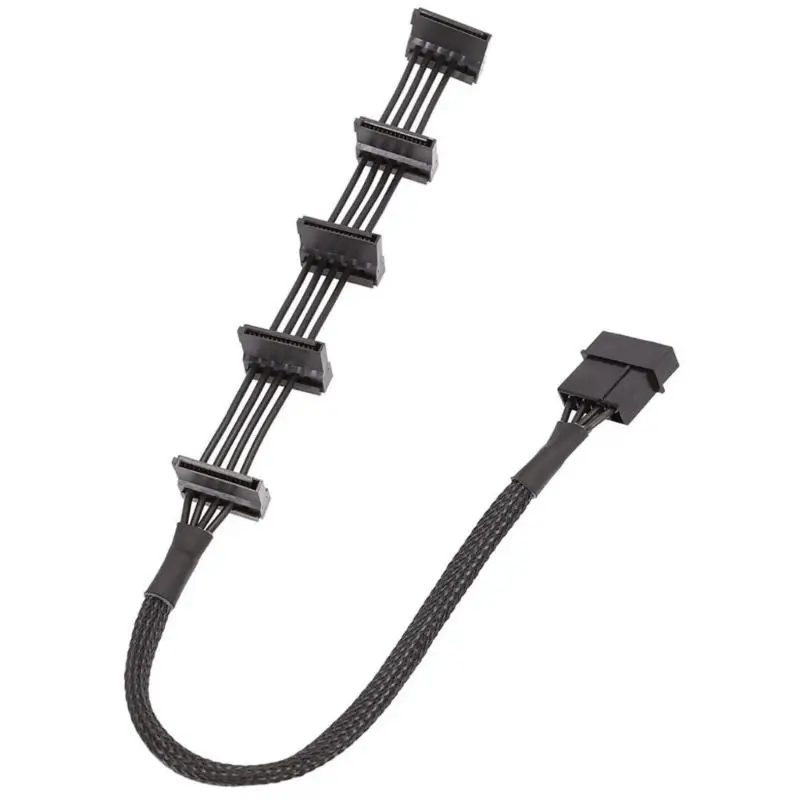 

652F Power Extension Cable 15Pin Male To IDE 5 Port Large 4Pin Female Cable Power Adapter for Hard Drive Hardware Adapter