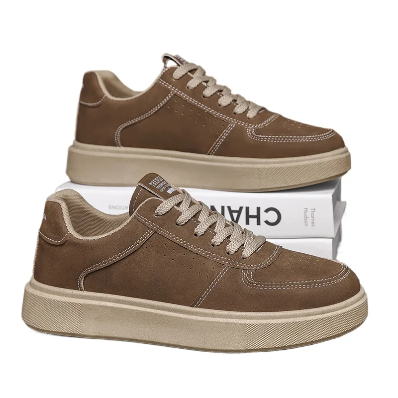 2026 Summer Men's Thick-Sole Breathable Sports Casual Sneakers - White Trainers with Height-Enhancing Design for Students.