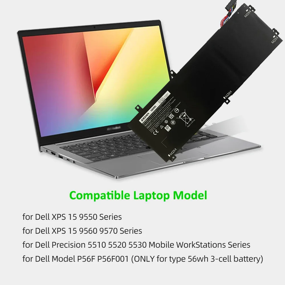 بطارية كمبيوتر محمول SKOWER 56WH RRCGW لأجهزة Dell XPS 15 9550 9560 9570 الدقة 5510 5520 5530 استبدال بطاريات P56F P56F001 H5H20