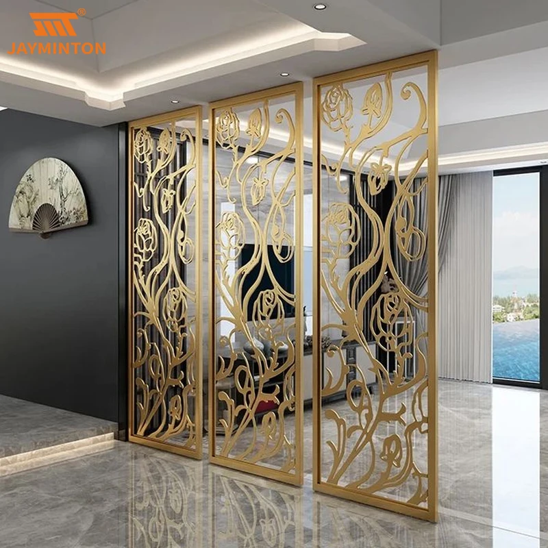 Modern Decorative Laser Cut Wall Panels Metal Room Dividers Stainless Steel Screen Partition