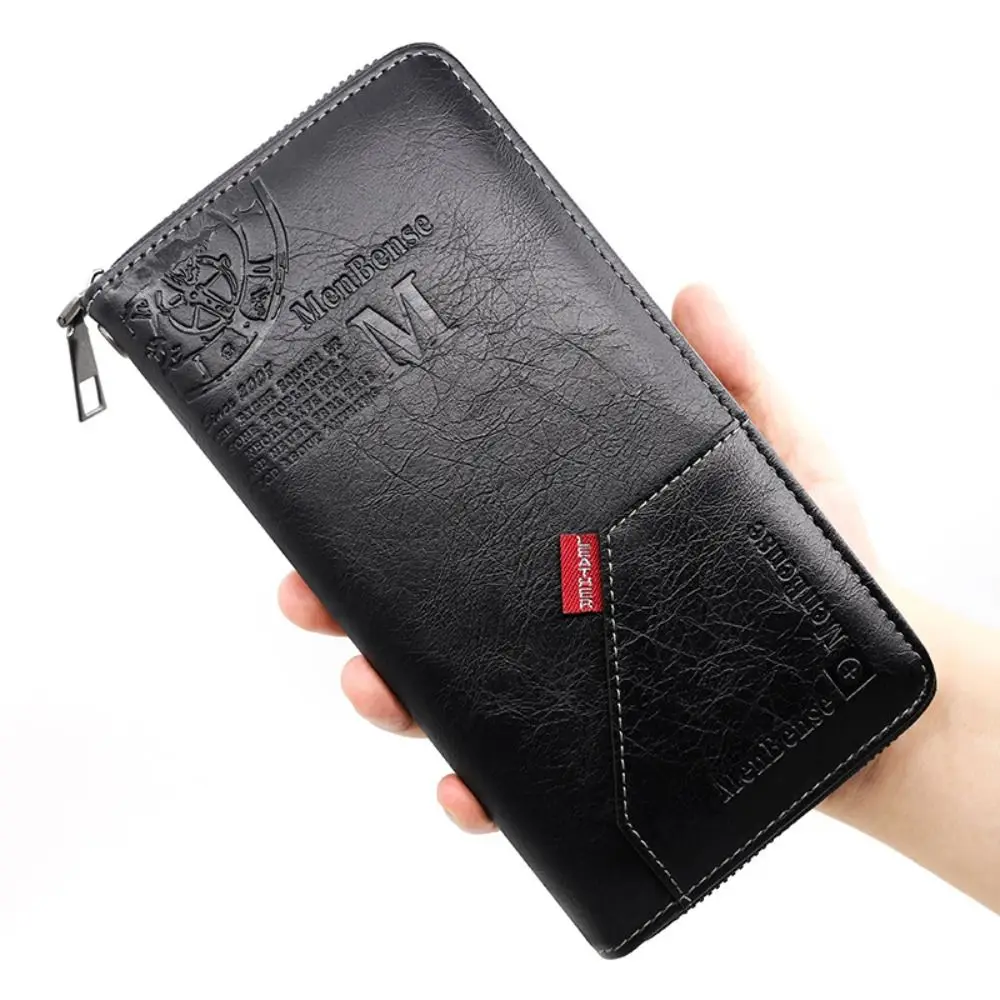 

Zipper Men's Long Wallet Multiple Card Slots Clutch Bag Card Holder Card Bag Card Storage Bag PU Leather Male Purse Male