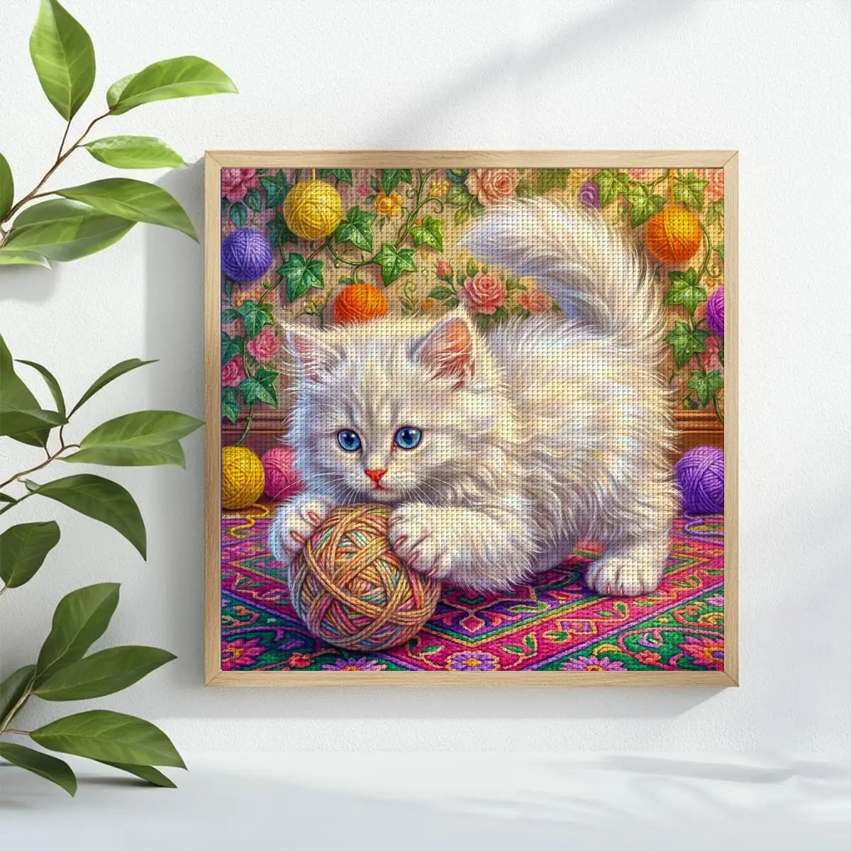 1 Stück 40x40 cm/15,74 Zoll Katzen-Motiv Kreuzstich-Set DIY-Set 11CT/14CT DIY Stickerei-Set DIY Kreuzstich-Set als Geschenk – Detail 1