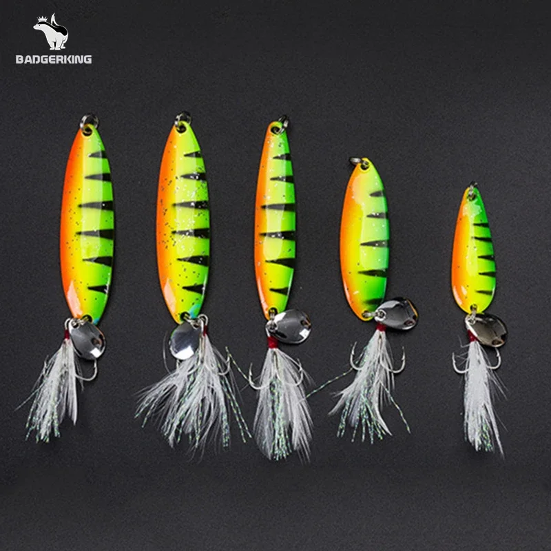 8pcs fishing spoon lure kit for jigging artificial bait wobblers for fishing lure set each have 4 color 2 hook type total 8pcs