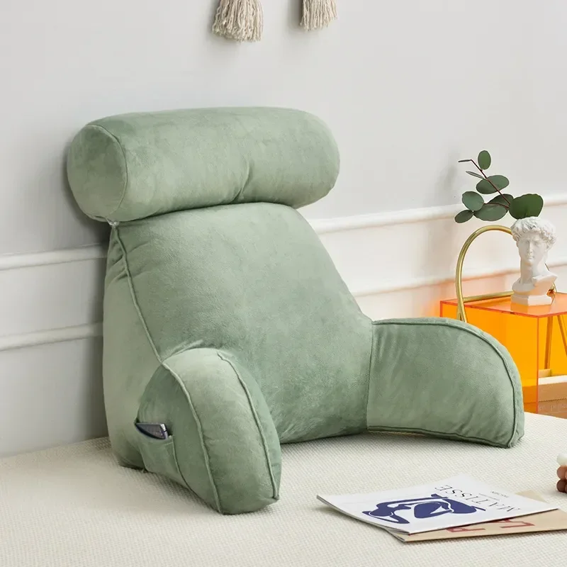 

Reading Pillow With Armrest Detachable Back Support Chair Cushion Bed Plush Big Backrest Rest Removable Neck Pillow Home Decor