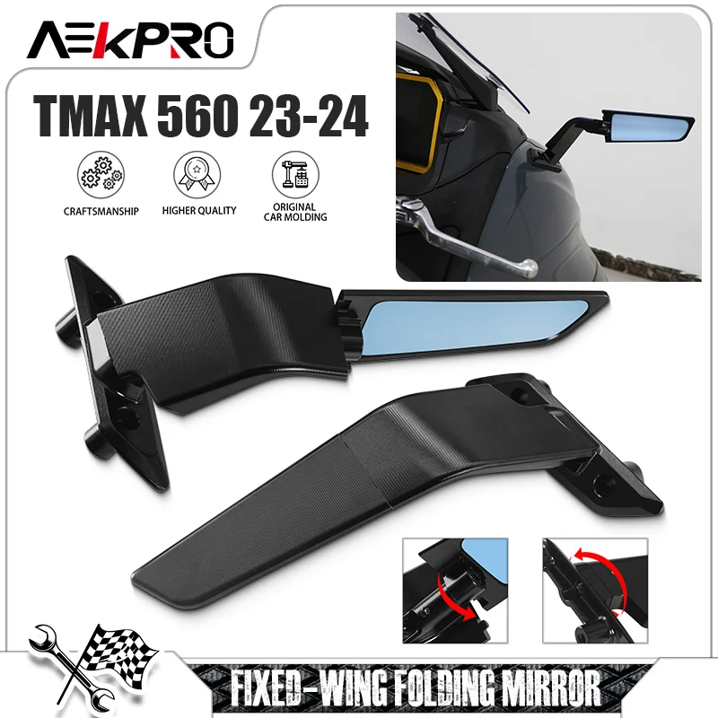 

For TMAX560 TECHMAX T-MAX 23-2024 Motorcycle Adjustable Rotating Rear View Mirrors Modified Side Rearview Mirror Winglet tmax560