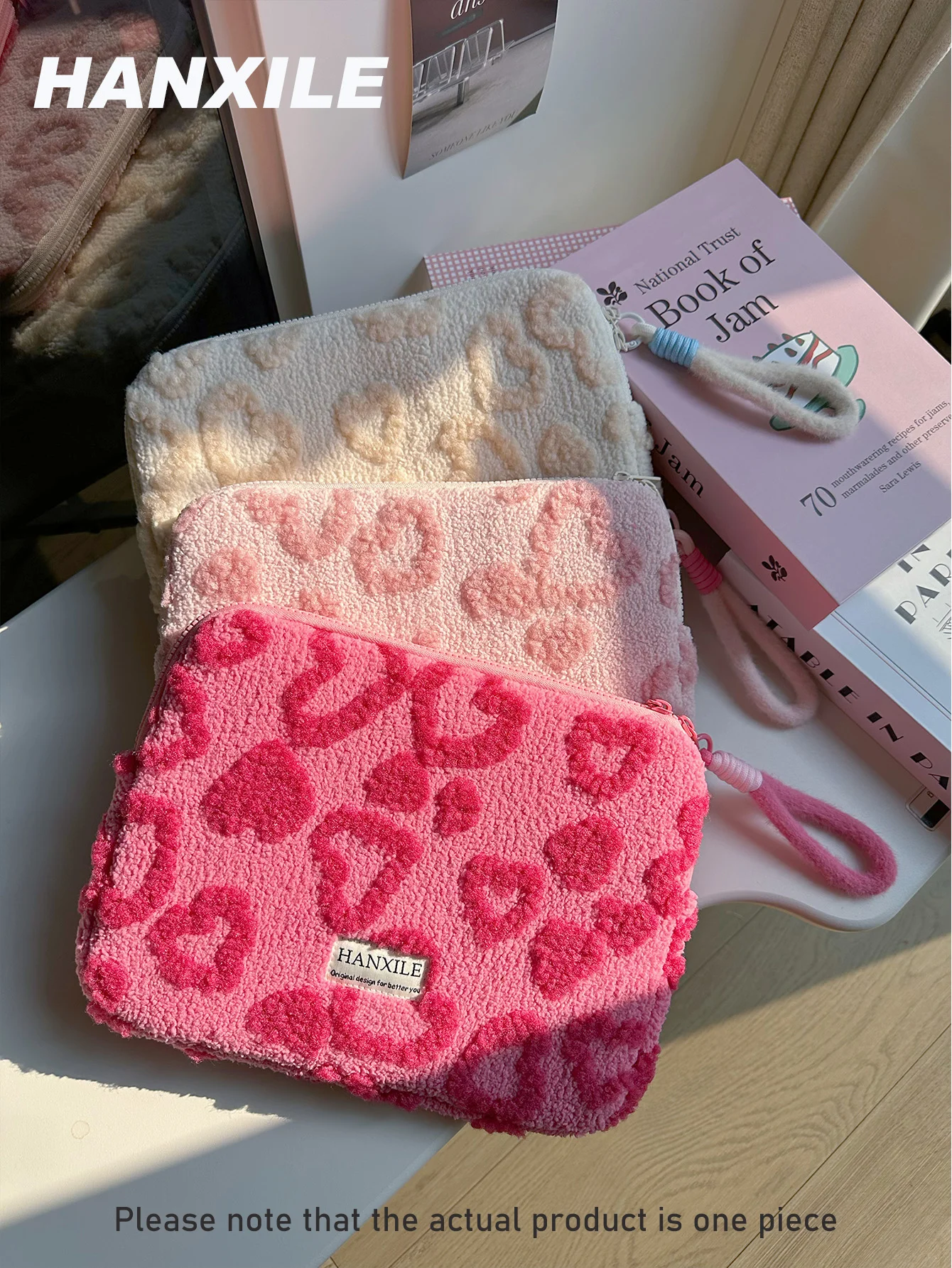 Plush Love Heart Laptop Bag iPad Tablet Bag 11/13/ 15inch Laptop Storage Bag