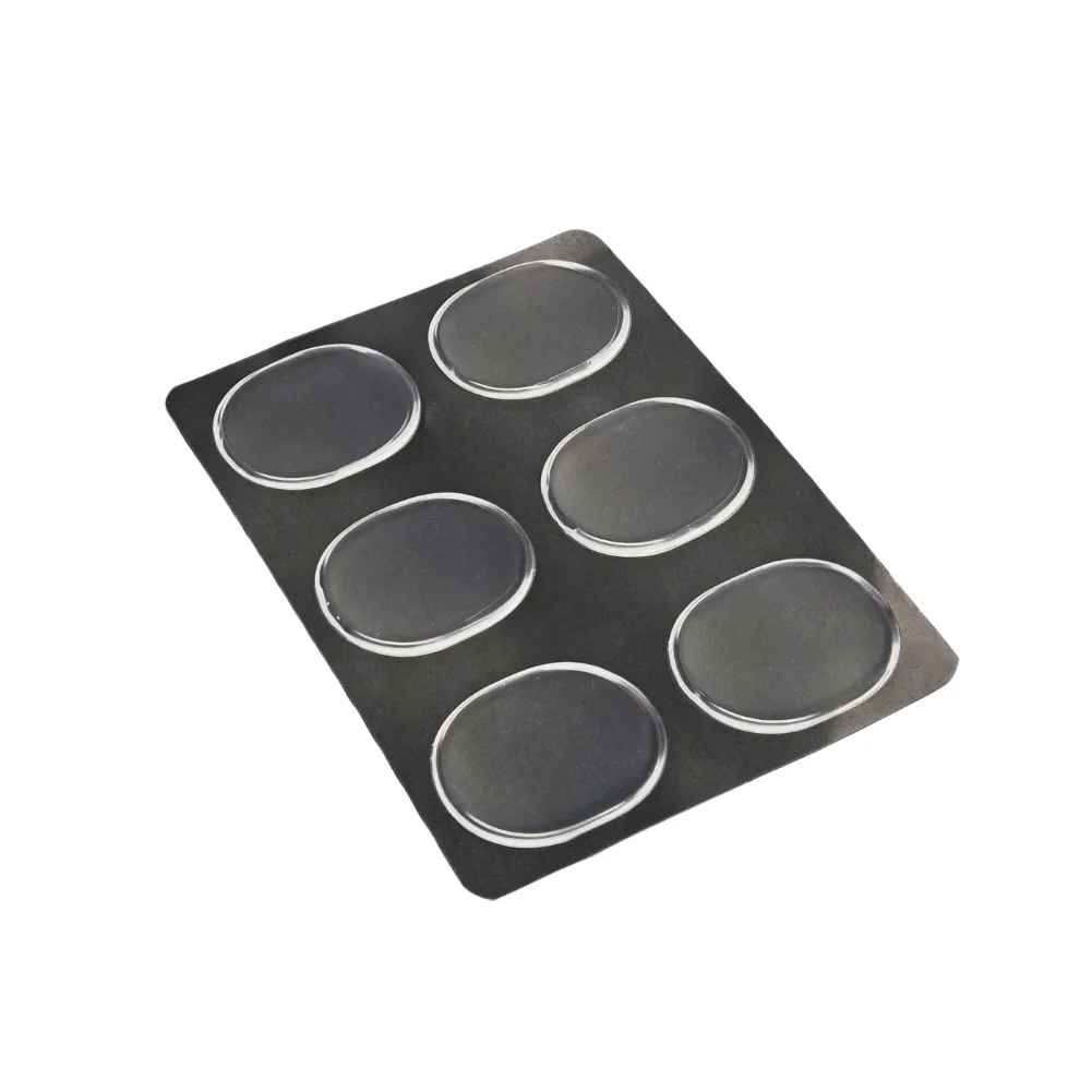 Reusable Polyurethane Gel Heel Pads for Ice Skating Comfort Transparent Flexible Oval Design 3.2 cm x 2.5 cm 6 Pcs