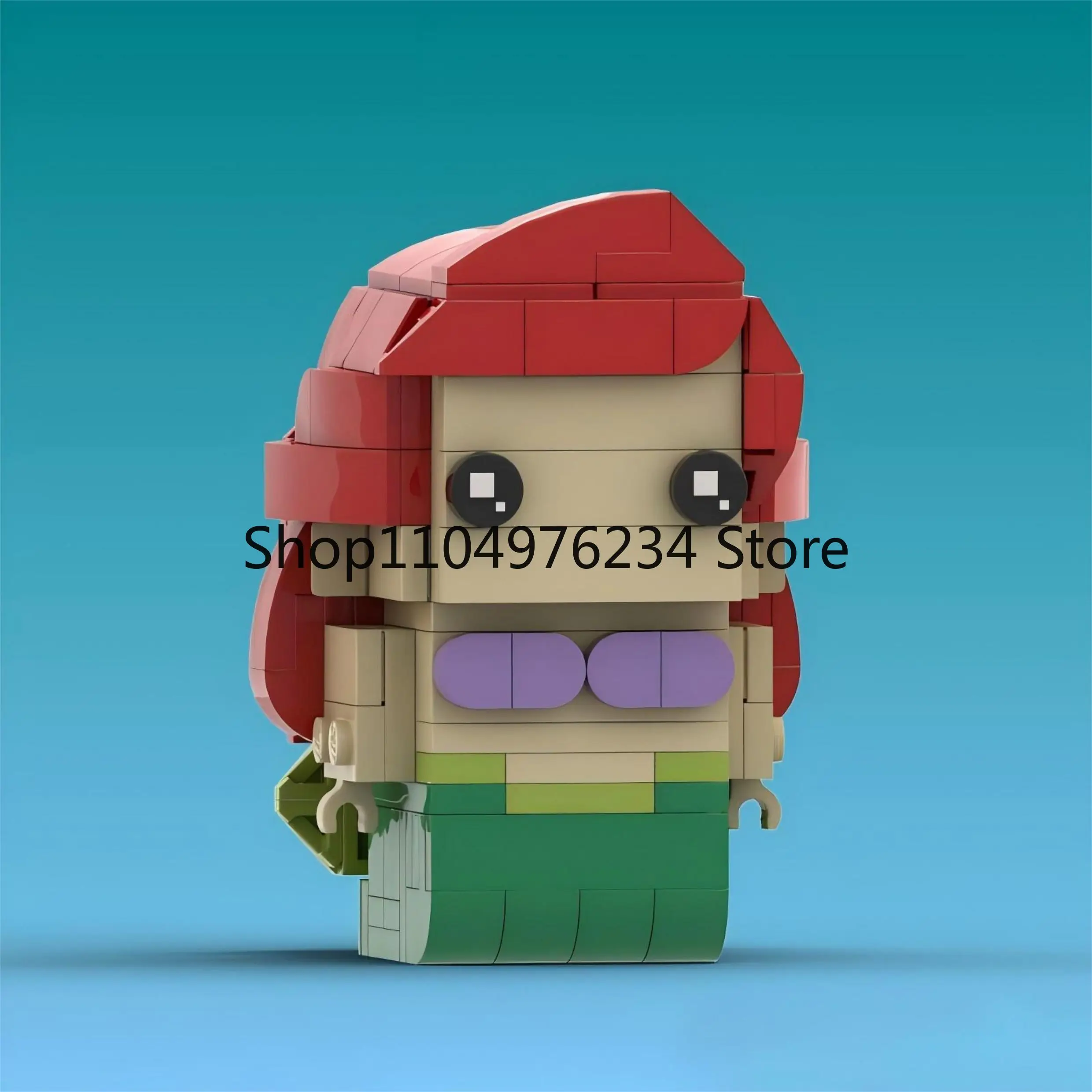 MOC – figurine de dessin animé monde sous-marin, petite sirène Brickheadz, blocs de construction, modèle Puzzle pour enfants, jouets, cadeau d'anniversaire pour adultes