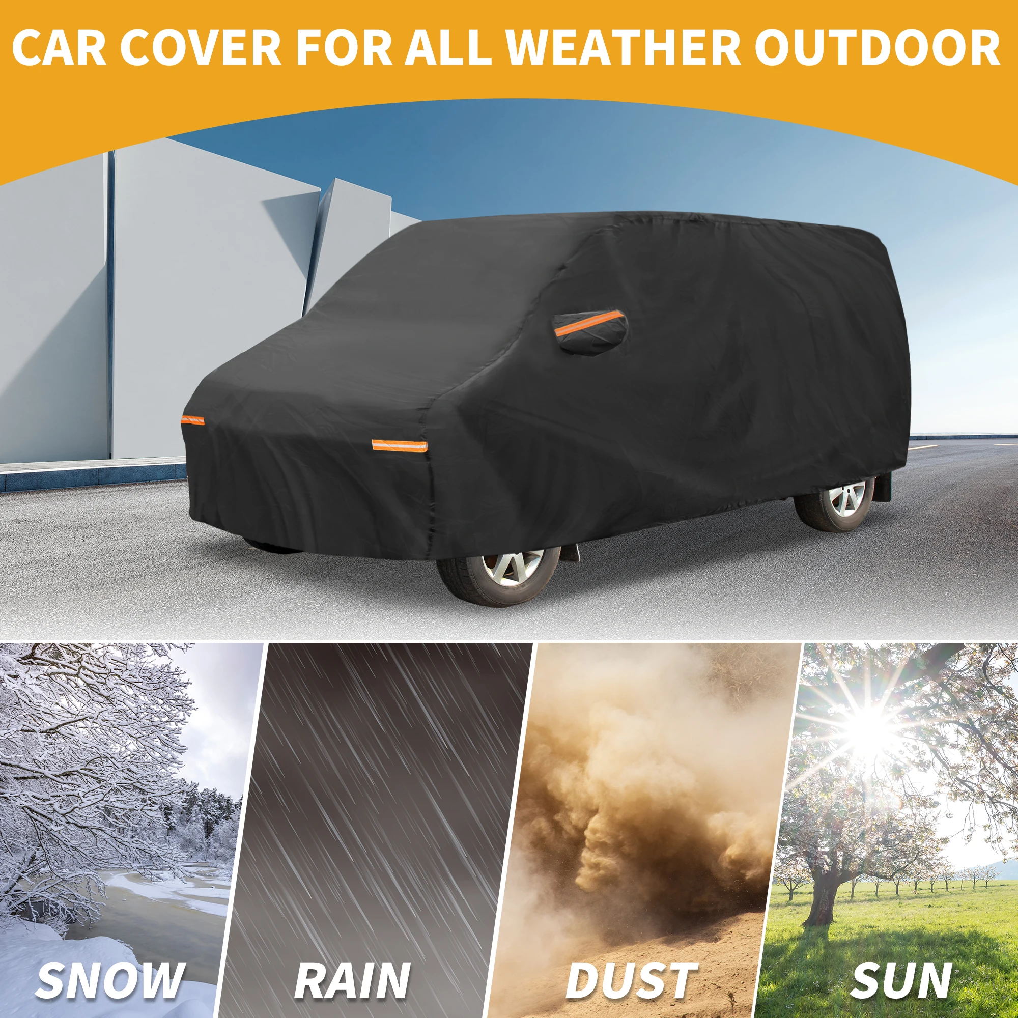 X Autohaux Car Cover Waterproof Outdoor Anti-UV Sun Rain Protection Full Cover for Volkswagen T5 LWB for Volkswagen T6 LWB