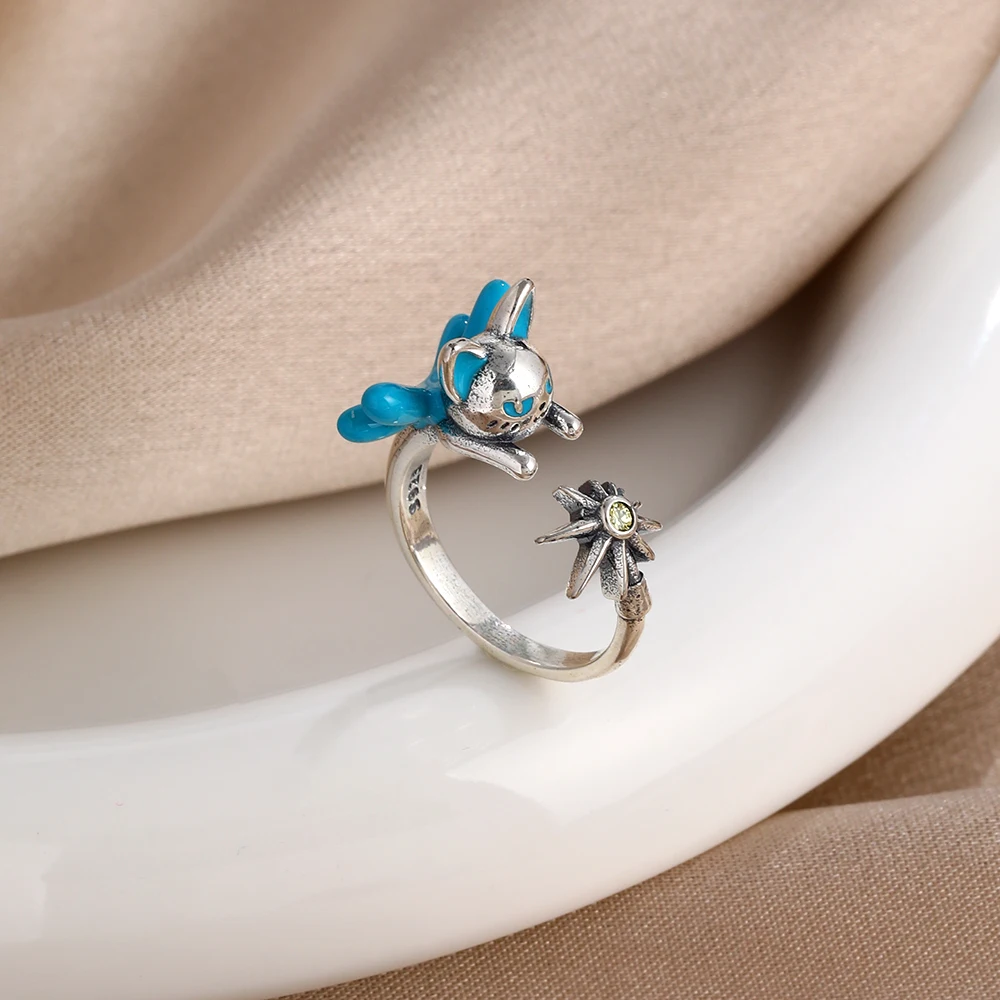 MINISO Snoopy anneaux de noël nouveau 925 en argent Sterling taille 6 7 8 9 bague fleur mode bijoux fins bibelots pour femmes fille cadeau