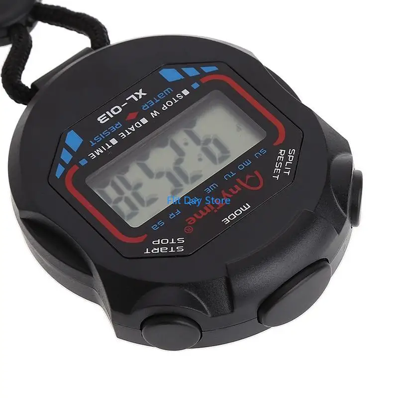 F92C Digital Handheld LCD Chronograph Sports Stopwatch Timer for w/string