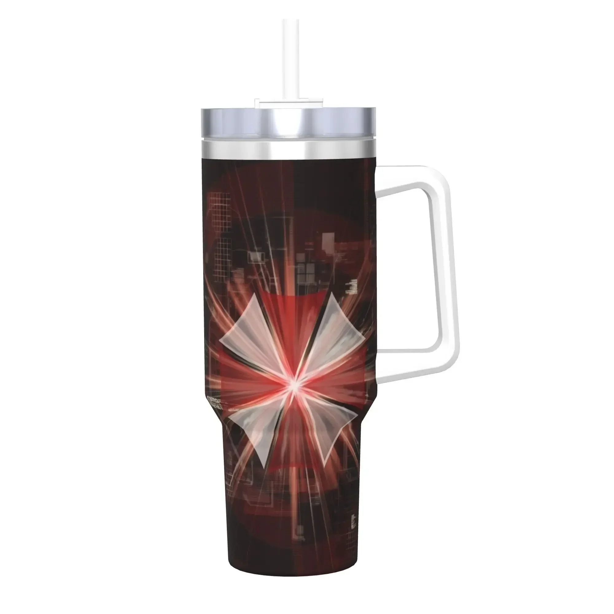 Resident Umbrella Corps Eviled RE Logo Tumbler Vacuum Insulated Thermal Cup with Lid Straw Travel Outdoor Mugs Spill Proof, 40ozorders for other colors will be shipped randomly in black or white