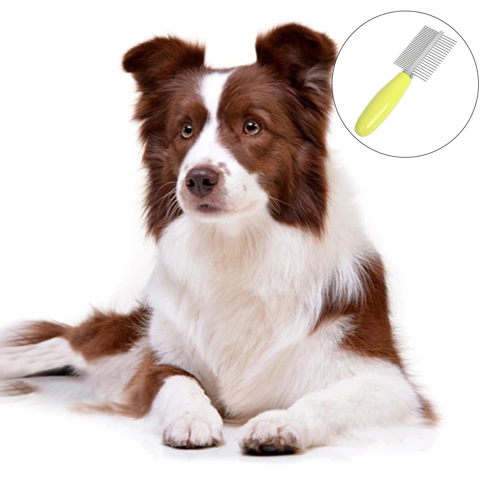 

Cat Comb Pet Hair Smooth Edges Brush Non Slip Grooming Tool Metal Handheld Long Handle Durable Practical Cat Loose Hair Remover