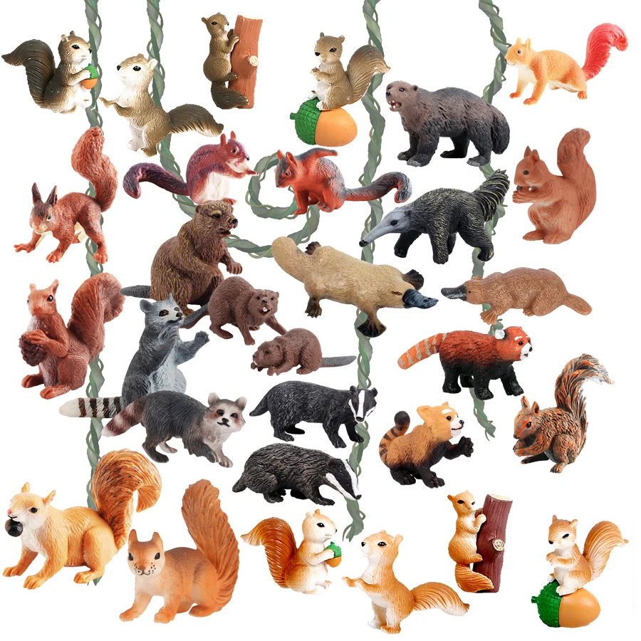 

Simulation Wild Animals Beaver Squirrels Raccoon Model Home Decor Action Figures Lovely Educational Playset Toys Gifts For Kids