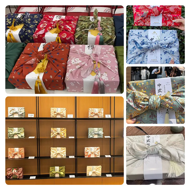 70x70cm Japanese Style Bento Packaging Cloth Furoshiki Handkerchief Travel Picnic Portable Festival Gift Teacup Wrapping Cloth