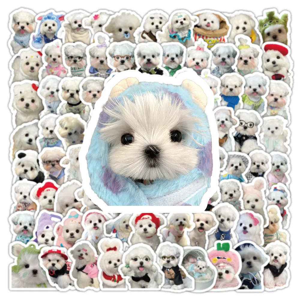 10/30/50/100PCS Kawaii Dog Stickers Cute Maltese Dog Sticker DIY Luggage Laptop Phone Car Bike Skateboard Graffiti Decals Toy