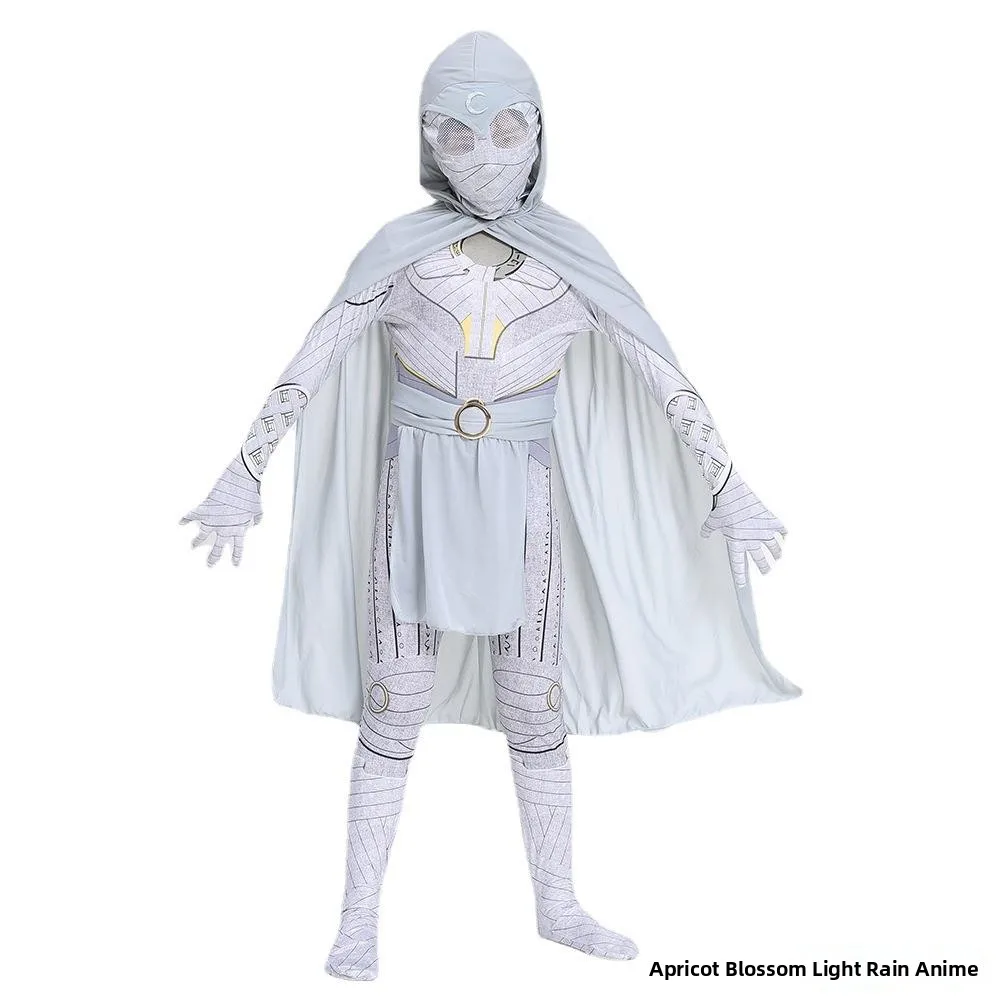 

Детский комбинезон лунного рыцаря, обтягивающий костюм для косплея, персонаж фильма на Хэллоуин, наряд для ролевых игр, одежда для выступлений на сцене