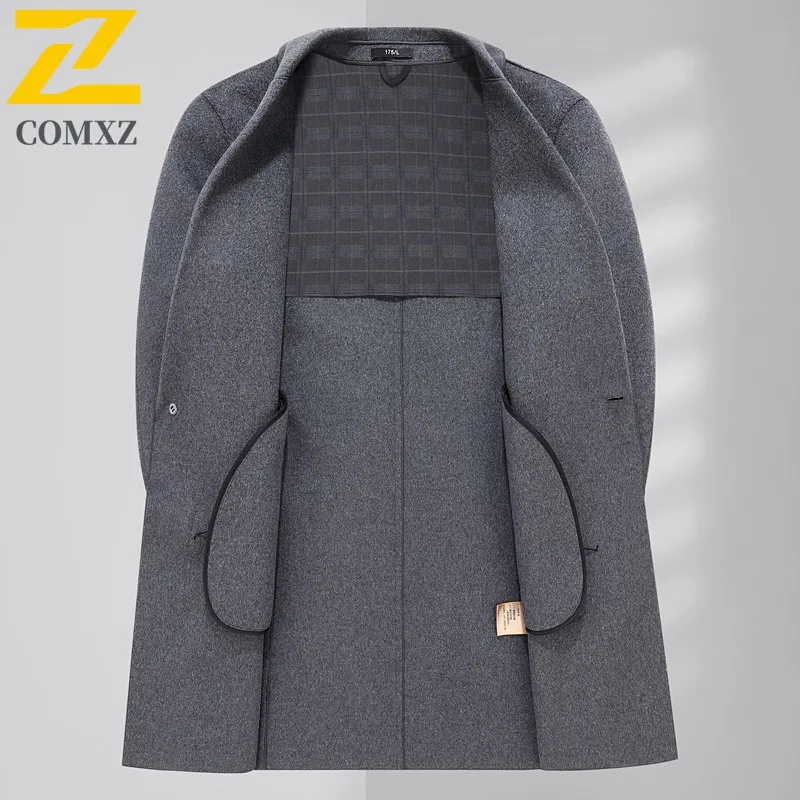 COMXZ Mens Wool Overcoat Fashion Classics Turndown Collar Working Woolen Coat Casual  Autumn Winter Windproof Sports Outerwear