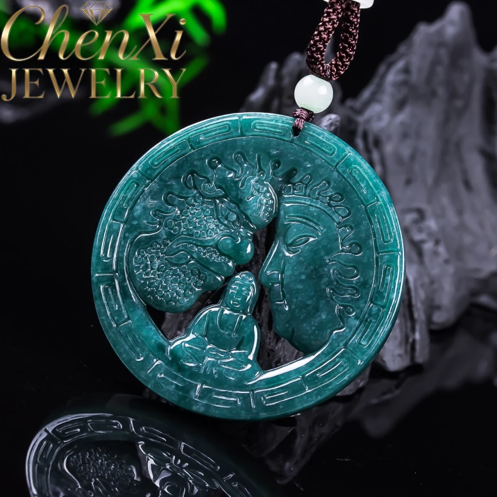Natural A-Grade Ice-Blue Water Jadeite Buddha's Head Pendant Elegant Charm Standout Piece High-End Keepsake Exquisite Best Gift