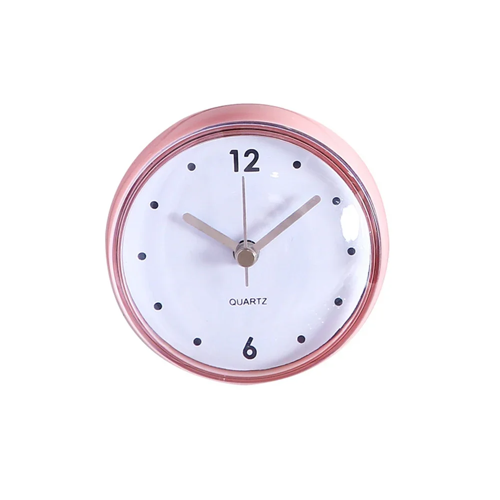 Kitchen Sucker Wall Clock Bathroom Sucker Wall Clock Bathroom Wall Clock Pink Plastics 1pcs 75x75mm Anti-Fog Black