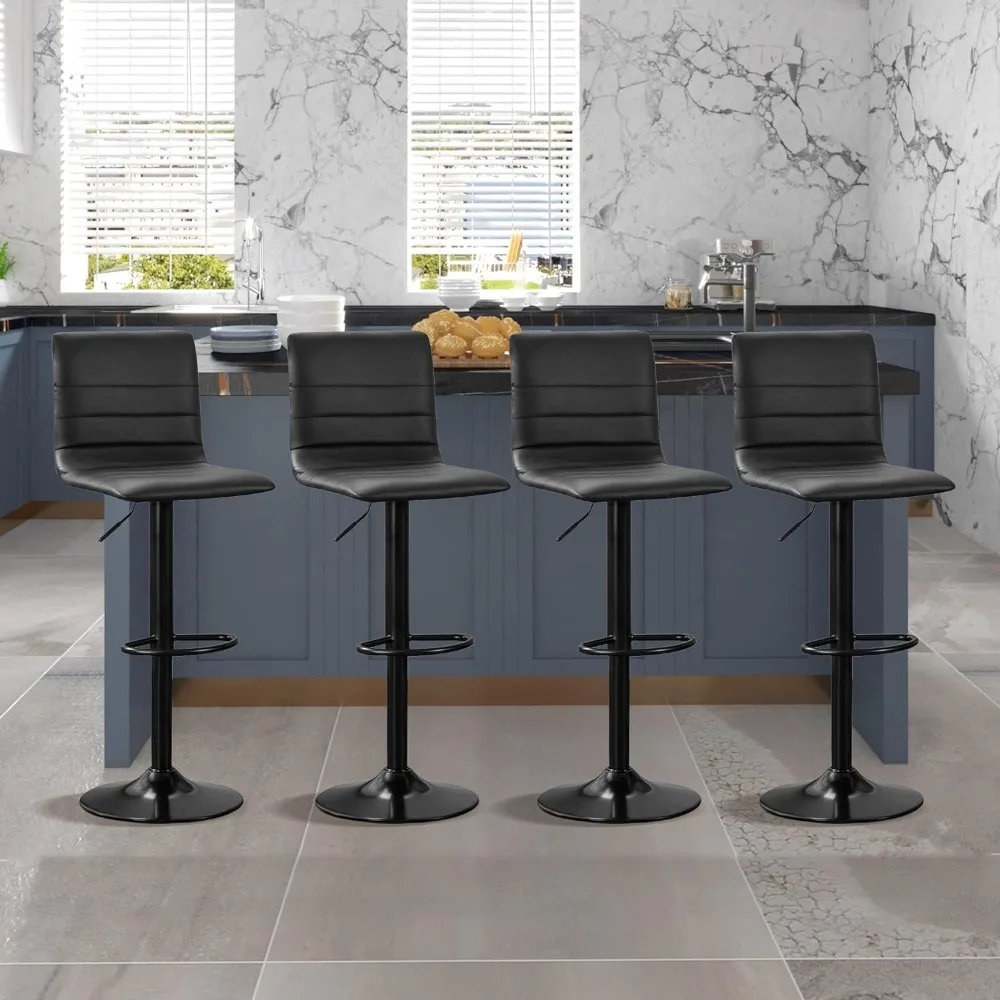 

Home Bar Stools Set of 4, Swivel Counter Height Bar Stools with Back, Square PU Leather Adjustable Tall Barstools