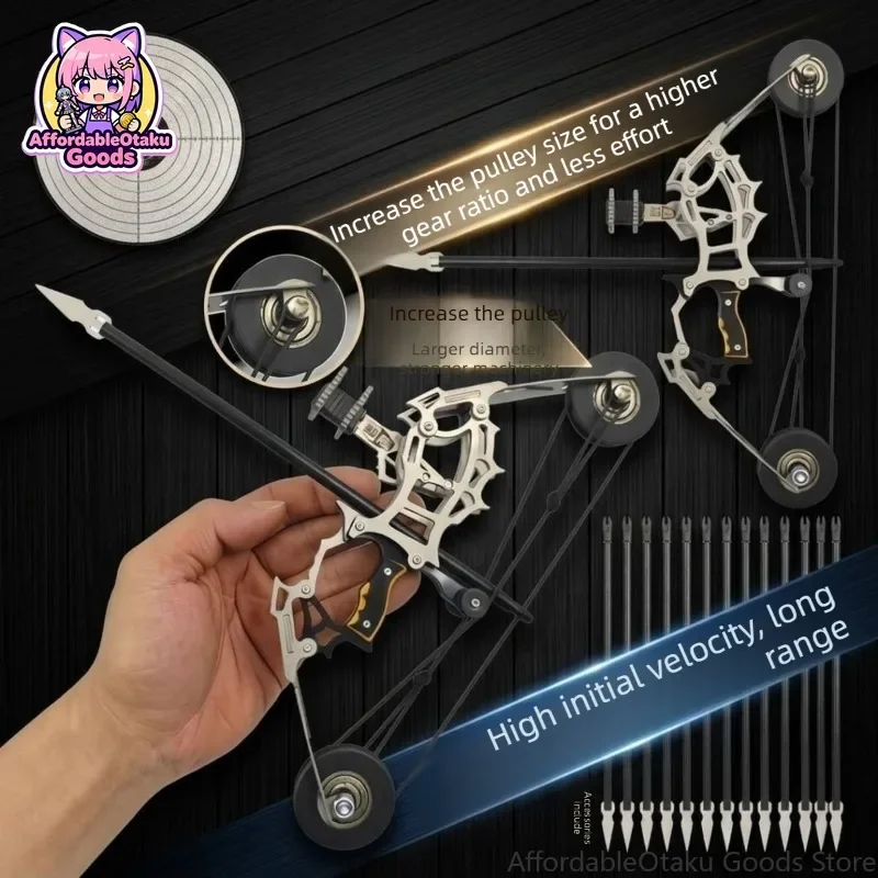 Mini Archery Bow and Arrow Set with Paper Targets Indoor Target Practice Desktop Hobby Gift for Teens Adults
