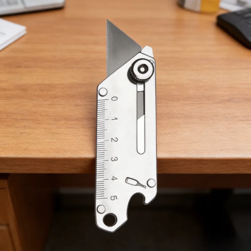 Duty Industrial Utility Knife Compact Stainless Steel Craft Cutter with Bottle Opener SK5 Blades, for DIY Professional Use