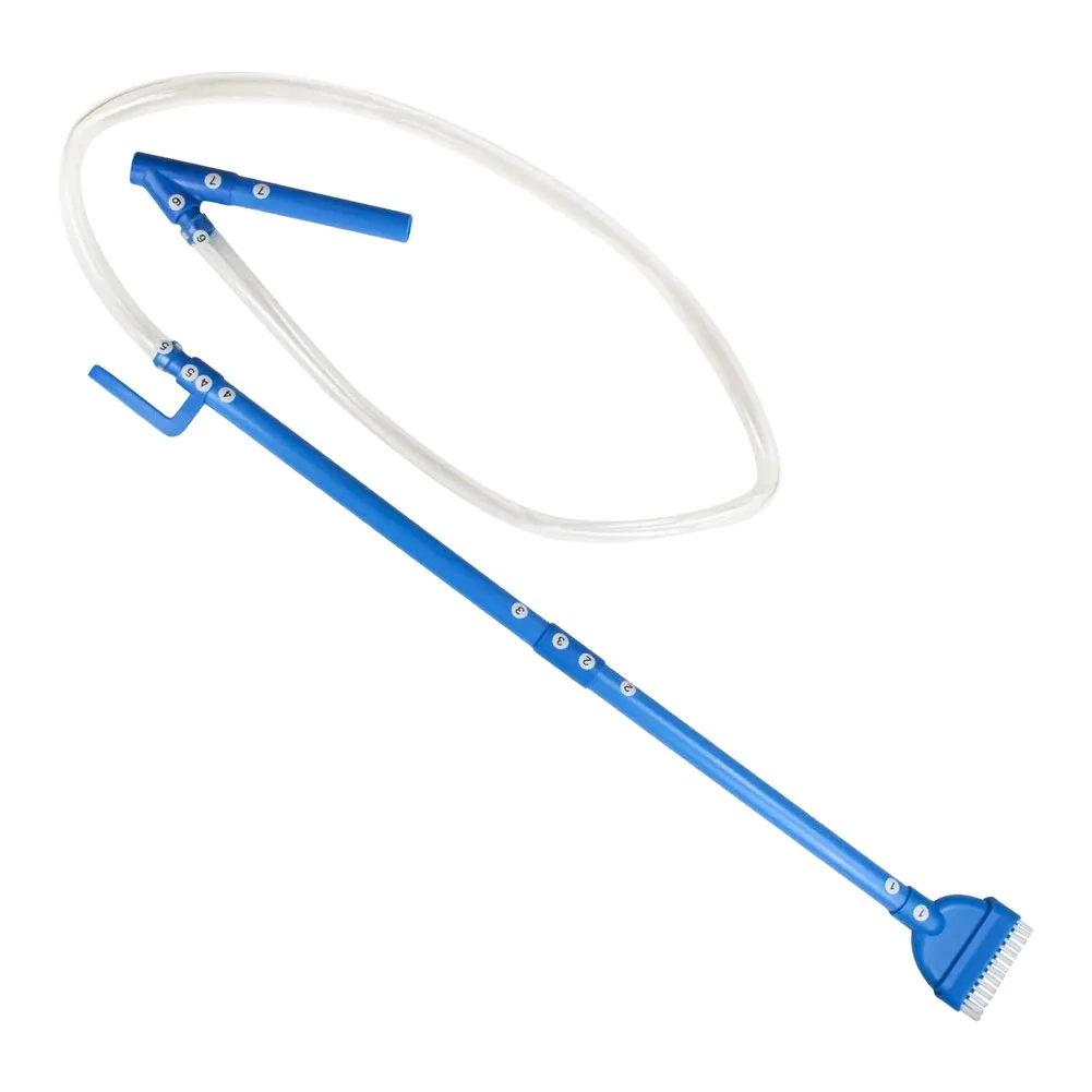 Portable Debris Remover Manual Spa Vacuum Lightweight Plastic Body Flexible Clear Hose Flat Scrubbing Brush Head