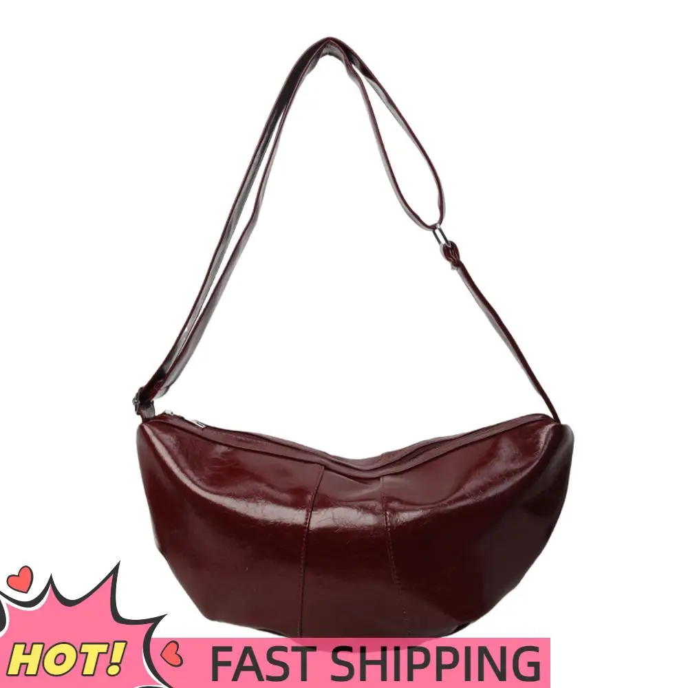 

Women Dumpling Crossbody Bag Solid Color Half Moon Everyday Purse Large Capacity Vintage Sling Bag Ladies Daily Bag