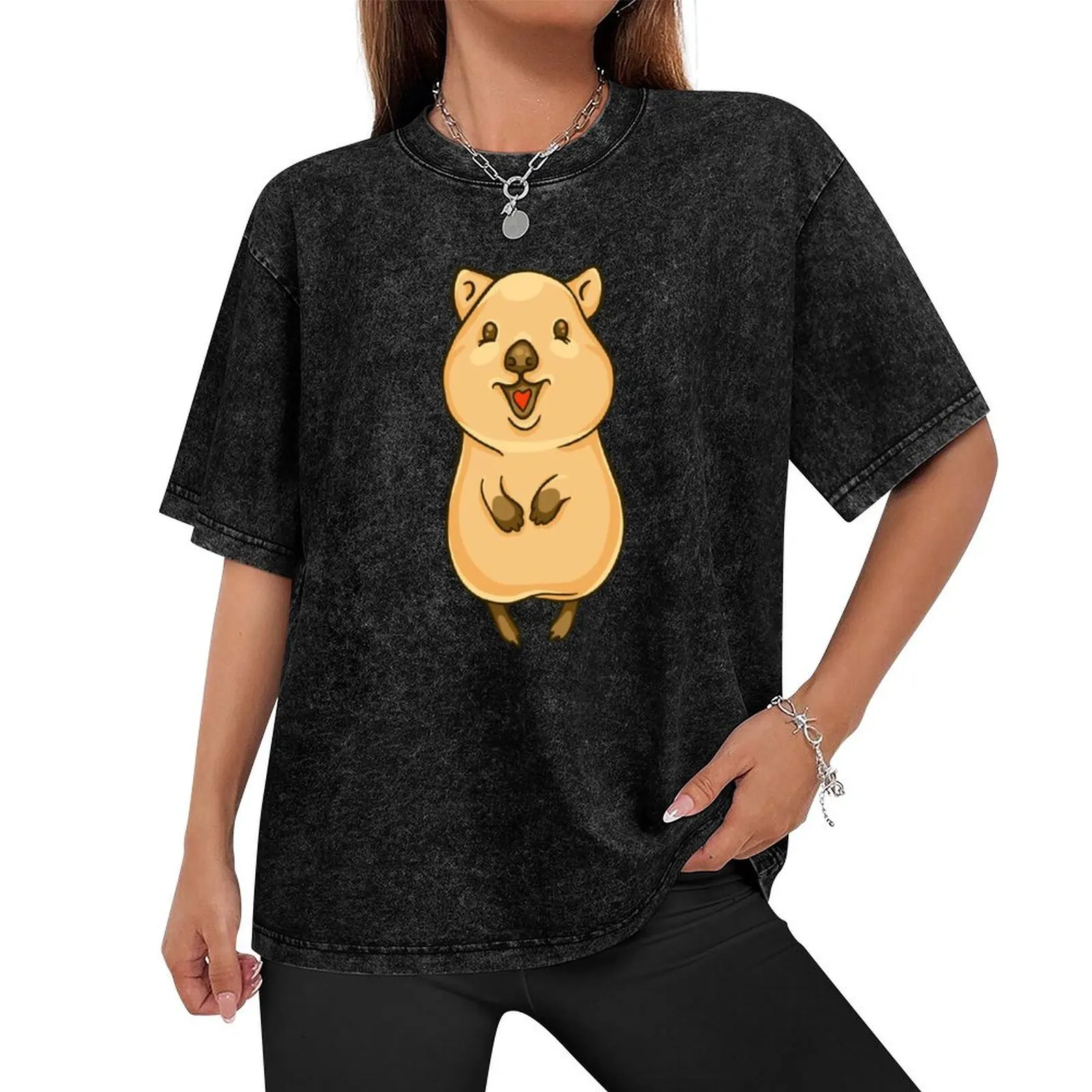 A happy quokka, cute illustration, cute quokka T-Shirt Blouse rapper graphic tees cotton t shirt men