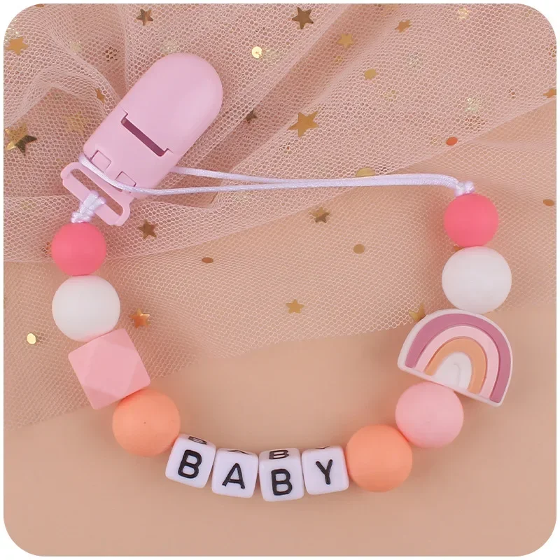 

Baby Personalized Name Pacifier Clip Soother Teething Chain Newborn Teether Nipple Dummy Holder Infant Feeding Anti-drop Chains