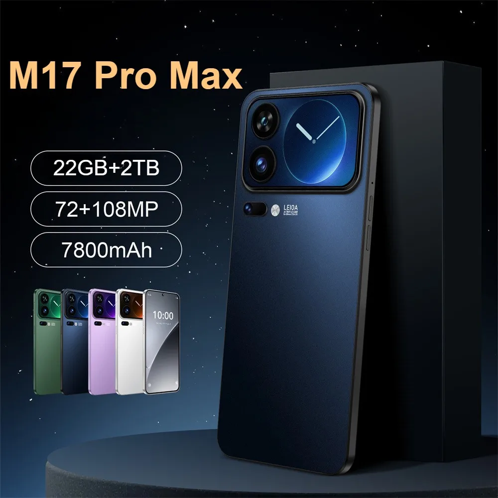 HOT M17 Pro Max Global Version 7800mAh Mobiele Telefoons 22GB+2TB 5G Dual SIM Mobiele Telefoons 7.3 HD Android Ontgrendelde Smartphone