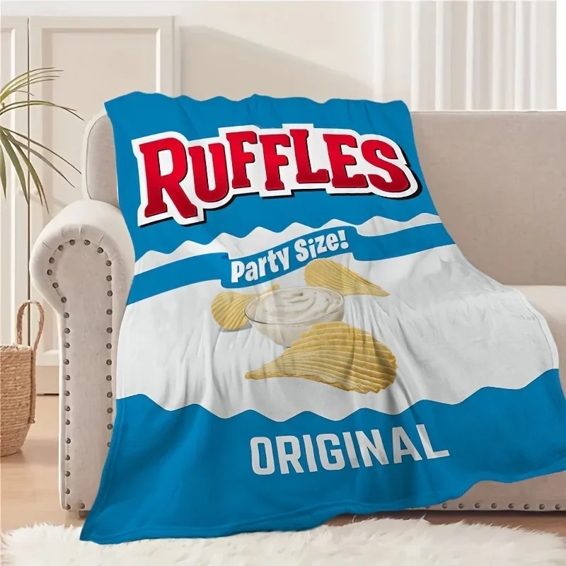 Ruffled Party Size Flannel Blanket Suitable for all seasons, reversible versatile suitable for home bed sofa camping and travel