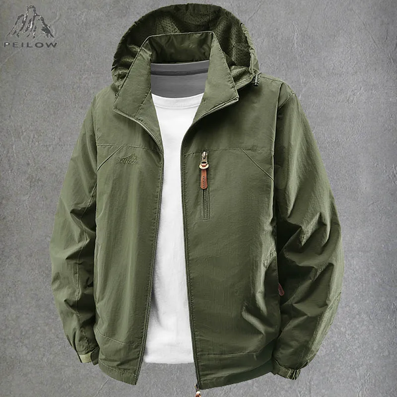 Spring Autumn Windbreaker Waterproof Hiking Jackets Men Outdoor Camping Hooded Coats Male Gym Joggers Sports Jacket Men Clothing